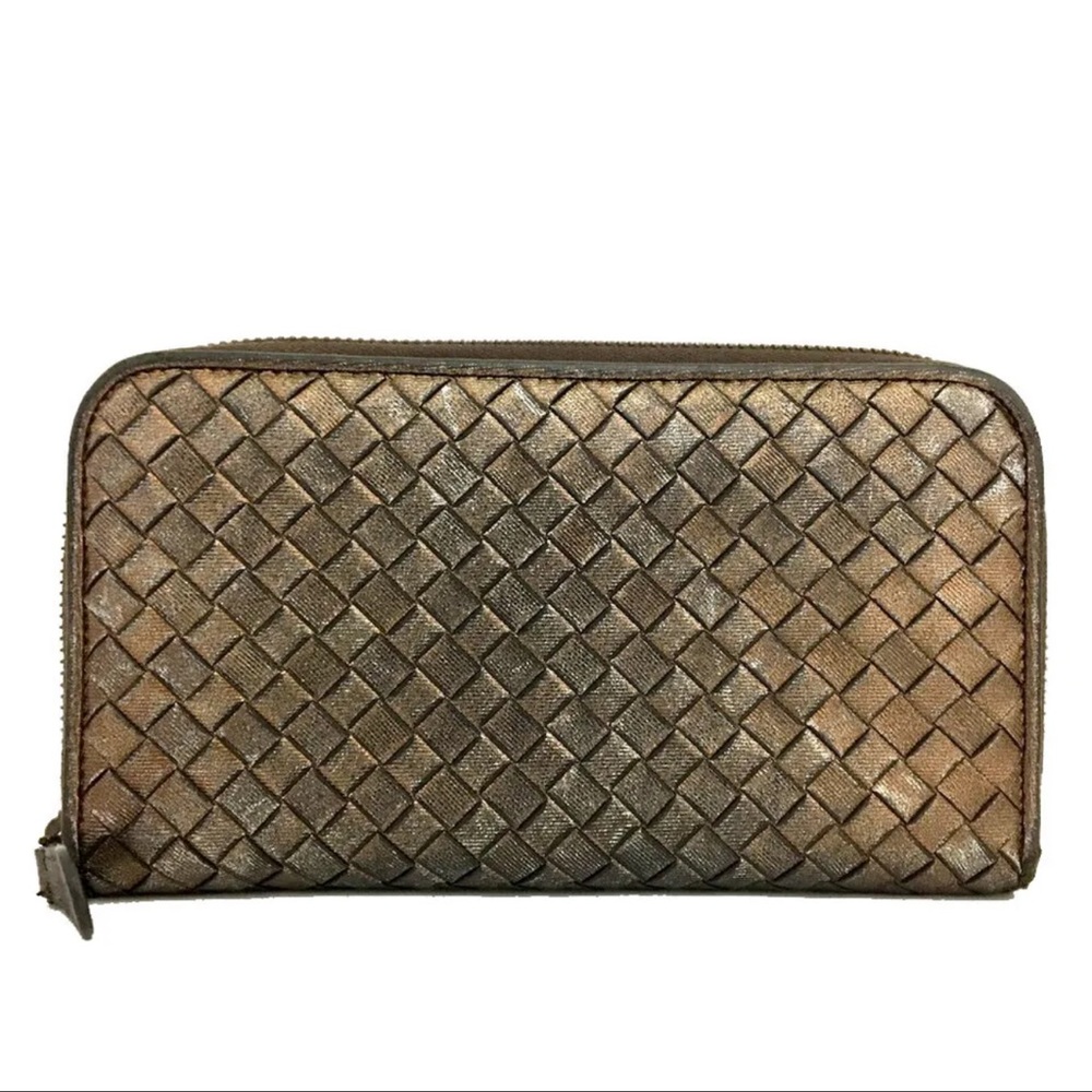 Bottega Veneta Intrecciato Lambskin Zip Around Long Wallet /1E0551
